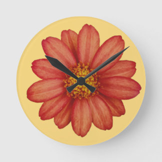 Horloge Ronde fleur rouge
