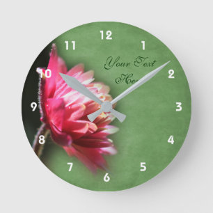 Horloge Ronde Fleur Rouge Au Soleil Personnalisé