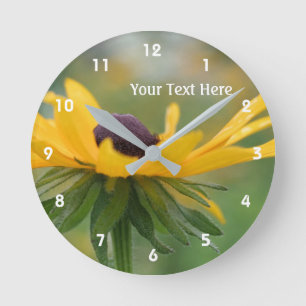 Horloge Ronde Fleur Susan Daisy à simple teint noir