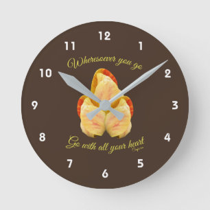 Horloge Ronde Fleur Tulip Aller Avec Votre Coeur Inspirationnel