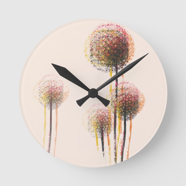 Horloge Ronde Fleurs Abstraites d'automne #2 (Recto)