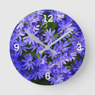 Horloge Ronde Fleurs bleues à la marguerite Nature Photographie