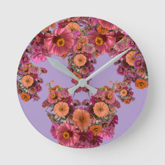 Horloge Ronde Fleurs Bouquet de Zinnia Maureen Girard Coloré