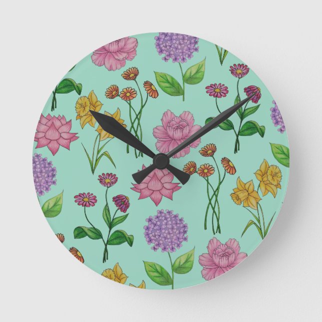 Horloge Ronde Fleurs colorées (Recto)