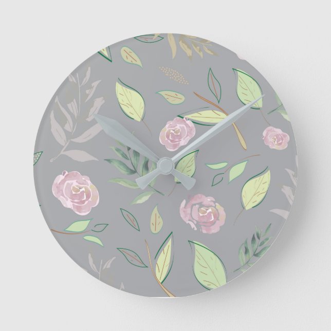 Horloge Ronde Fleurs d'aquarelle festive 2 (Recto)