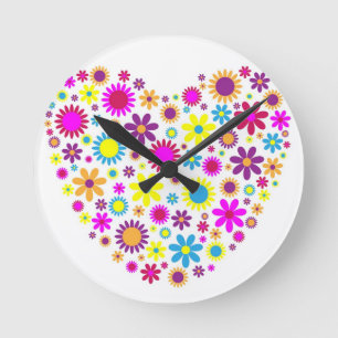 Horloge Ronde Fleurs de bonheur