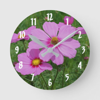 Horloge Ronde Fleurs De Cosmos Rose En Fleur