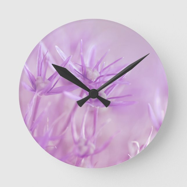 Horloge Ronde Fleurs de lavande violet (Recto)