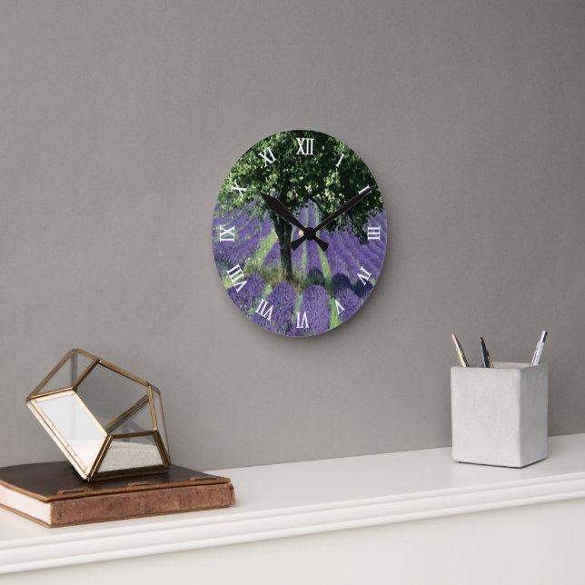 Horloge Ronde Fleurs de lavande violette Olive Trees Art Peintur (Bureau)