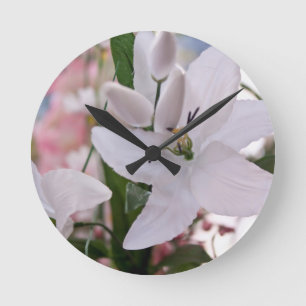Horloge Ronde Fleurs de lis blanc mariage flore fleurie amour vi