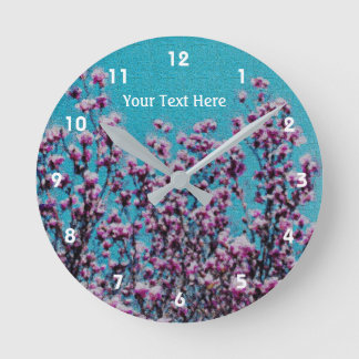 Horloge Ronde Fleurs de Magnolia rose