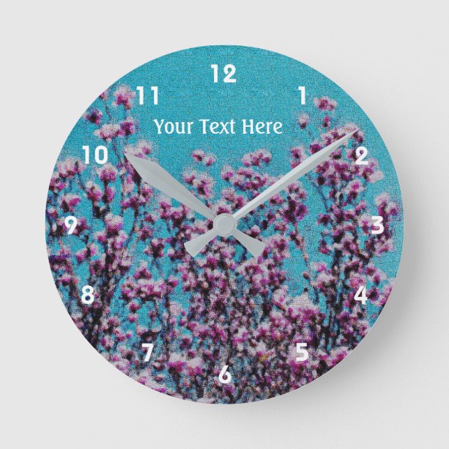 Horloge Ronde Fleurs de Magnolia rose (Recto)