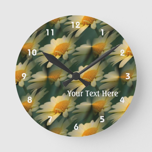 Horloge Ronde Fleurs de marguerite jaune doux (Front)