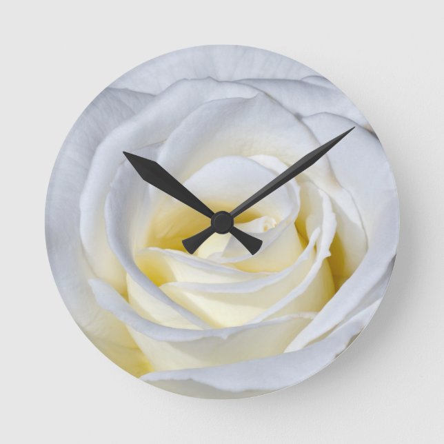 Horloge Ronde Fleurs de rose blanches (Recto)