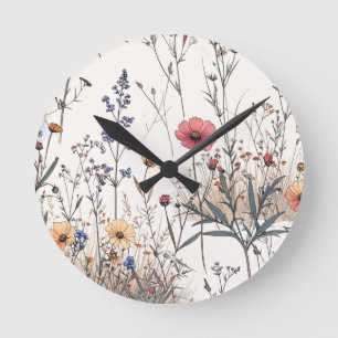 Horloge Ronde Fleurs des champs