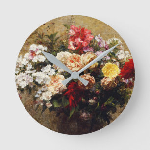 Horloge Ronde Fleurs d'été vintages par Henri Fantin-Latour