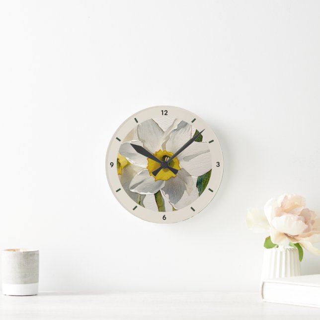 Horloge Ronde Fleurs d'Iris aquarelle modernes (Maison)