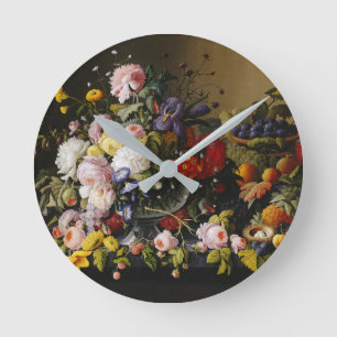 Horloge Ronde Fleurs et fruits vintages