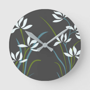 Horloge Ronde Fleurs et herbe