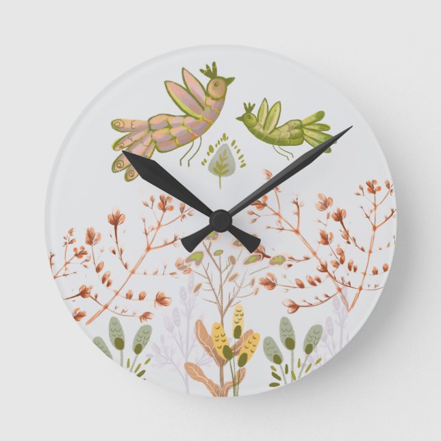 Horloge Ronde fleurs et oiseaux (Recto)