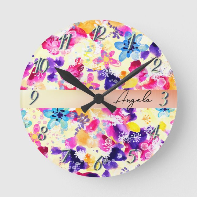Horloge Ronde Fleurs fleurs sauvages de chabby Meadow (Recto)