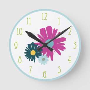 Horloge Ronde Fleurs florales Nature Daisies Jardin