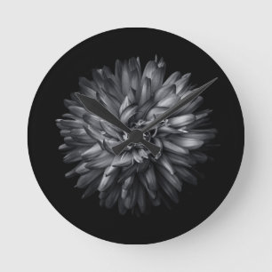 Horloge Ronde Fleurs jardins En Noir Et Blanc 20
