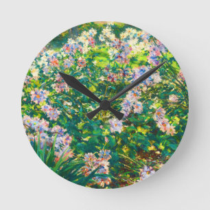 Horloge Ronde Fleurs jolies vintages Illustration Fleurs blanche