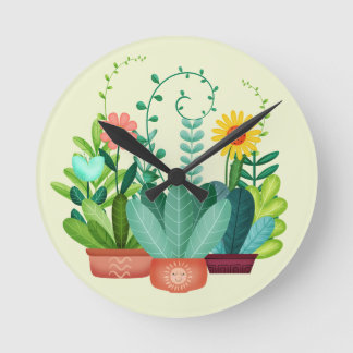 Horloge Ronde Fleurs Joyeuses