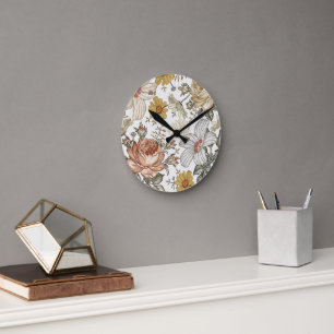 Horloge Ronde Fleurs magnifiques