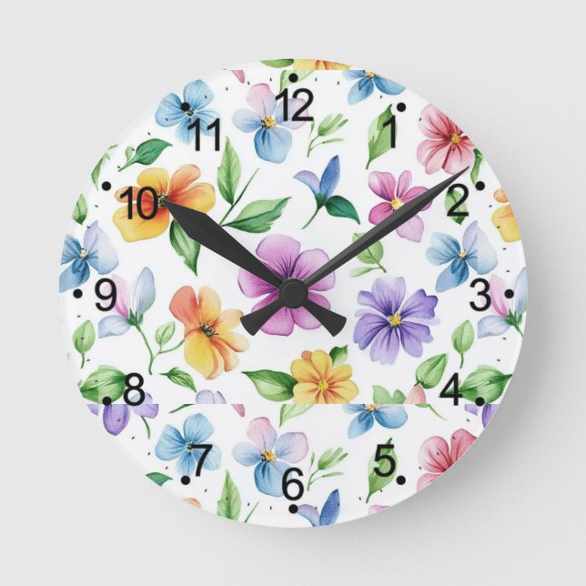 Horloge Ronde Fleurs Motif Floral Sublimation-95652 (Recto)