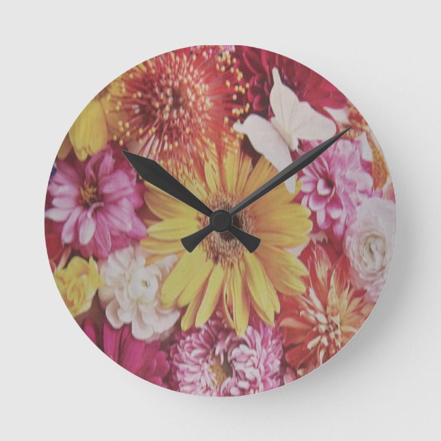 HORLOGE RONDE FLEURS MULTIPLES (Recto)