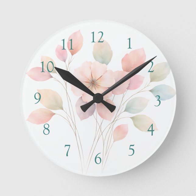 Horloge Ronde Fleurs pastel parfaites (Recto)