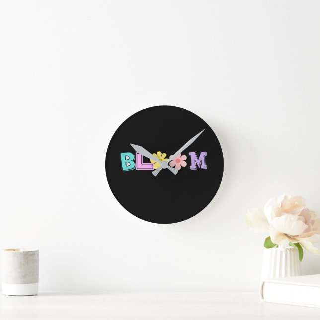 Horloge Ronde Fleurs Rétro Blooms Pastel (Maison)