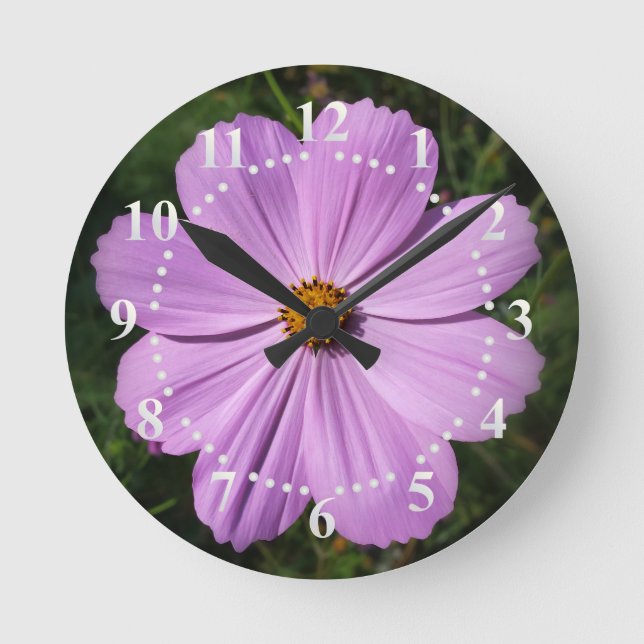 Horloge Ronde fleurs rose vif (Recto)