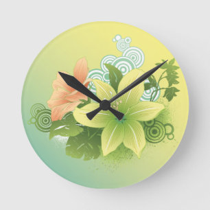 Horloge Ronde Fleurs tropicales