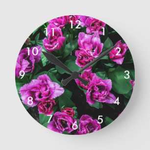 Horloge Ronde Fleurs tulipes roses