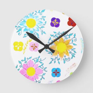 Horloge Ronde Fleurs Vibrantes
