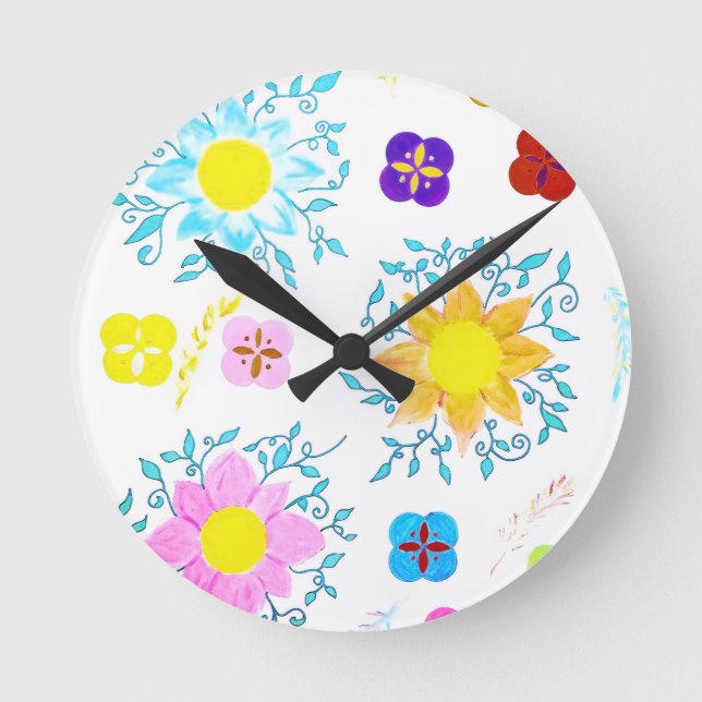 Horloge Ronde Fleurs Vibrantes (Recto)