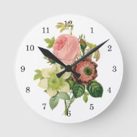 Fleurs Vintage, Anémones Roses Clematis par Redout