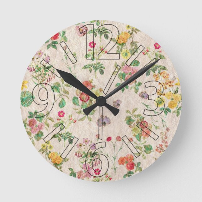 Horloge Ronde Fleurs vintages (Recto)