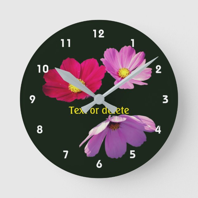 Horloge Ronde Floating Cosmos Daisy Flowers Personalized   (Recto)