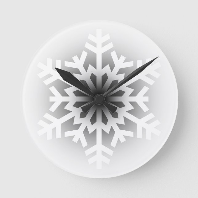 Horloge Ronde Flocon de neige blanc scintillant (Recto)