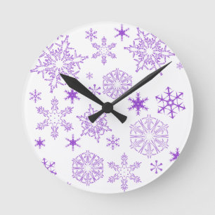 Horloge Ronde flocon violet