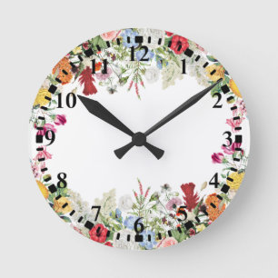 Horloge Ronde Floral Garden Colorful