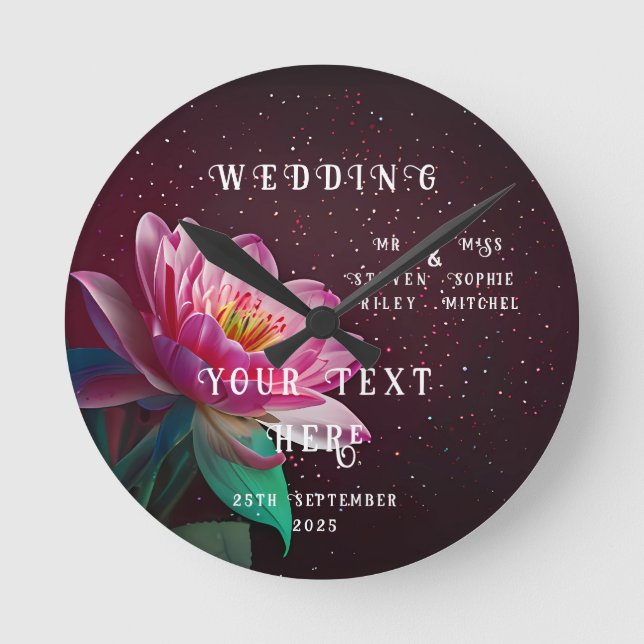 Horloge Ronde Floral Lotus Mariage Suite | Starry Night Romance (Recto)