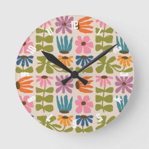 Horloge Ronde Floral Super rétro