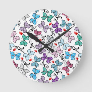Horloge Ronde Floral Valentine Motif