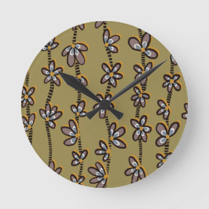 Horloge Ronde Florales de fleurs pétales en chute colorée vert o