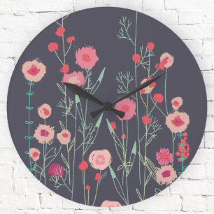 Horloge Ronde Flore foncé